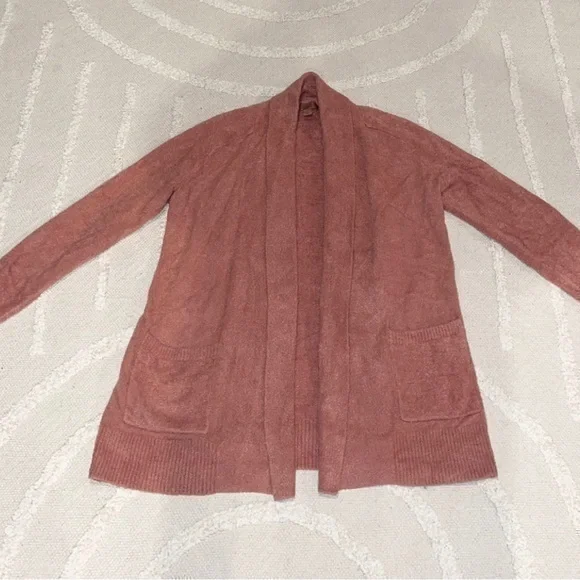 Barefoot Dreams CozyChic Lite Orange Open Front Cardigan Small - Picture 3 of 11